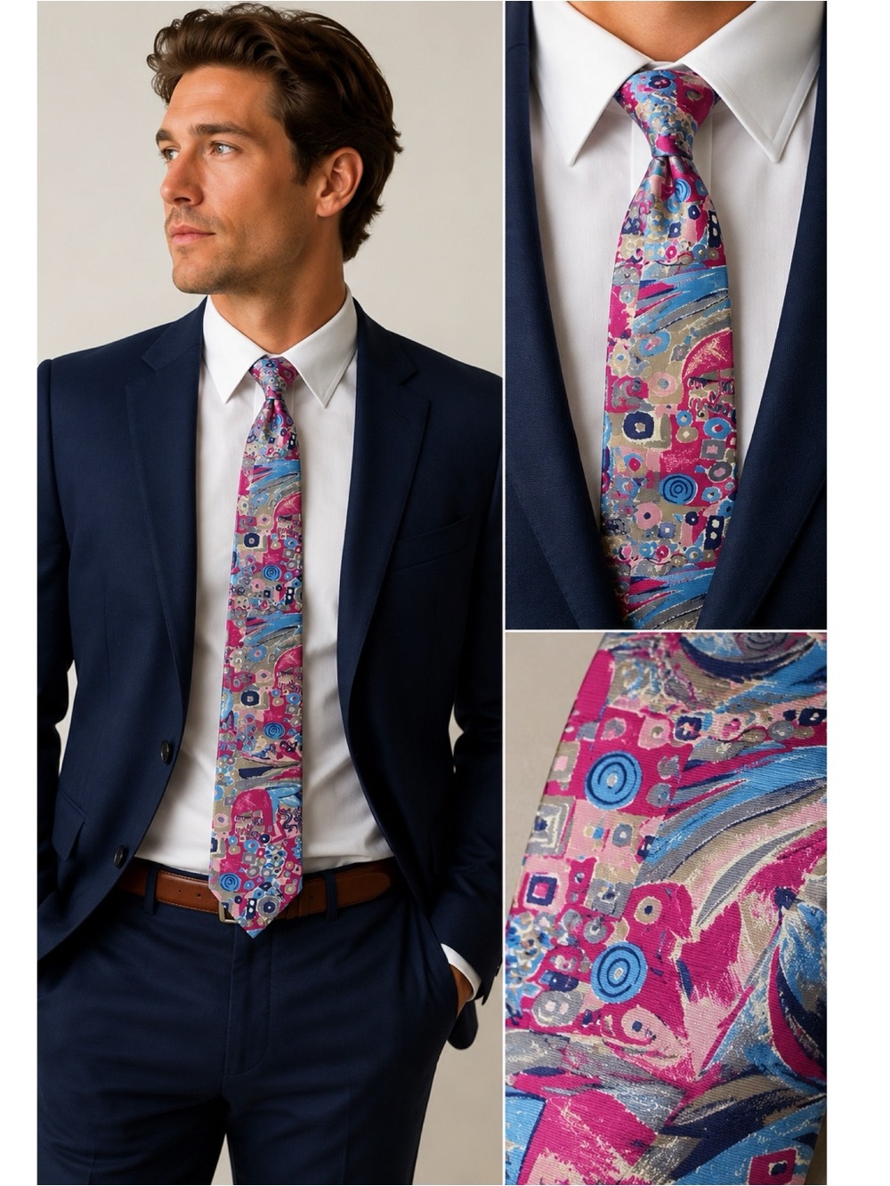 METROPOLIS Silk Vintage Abstract Tie